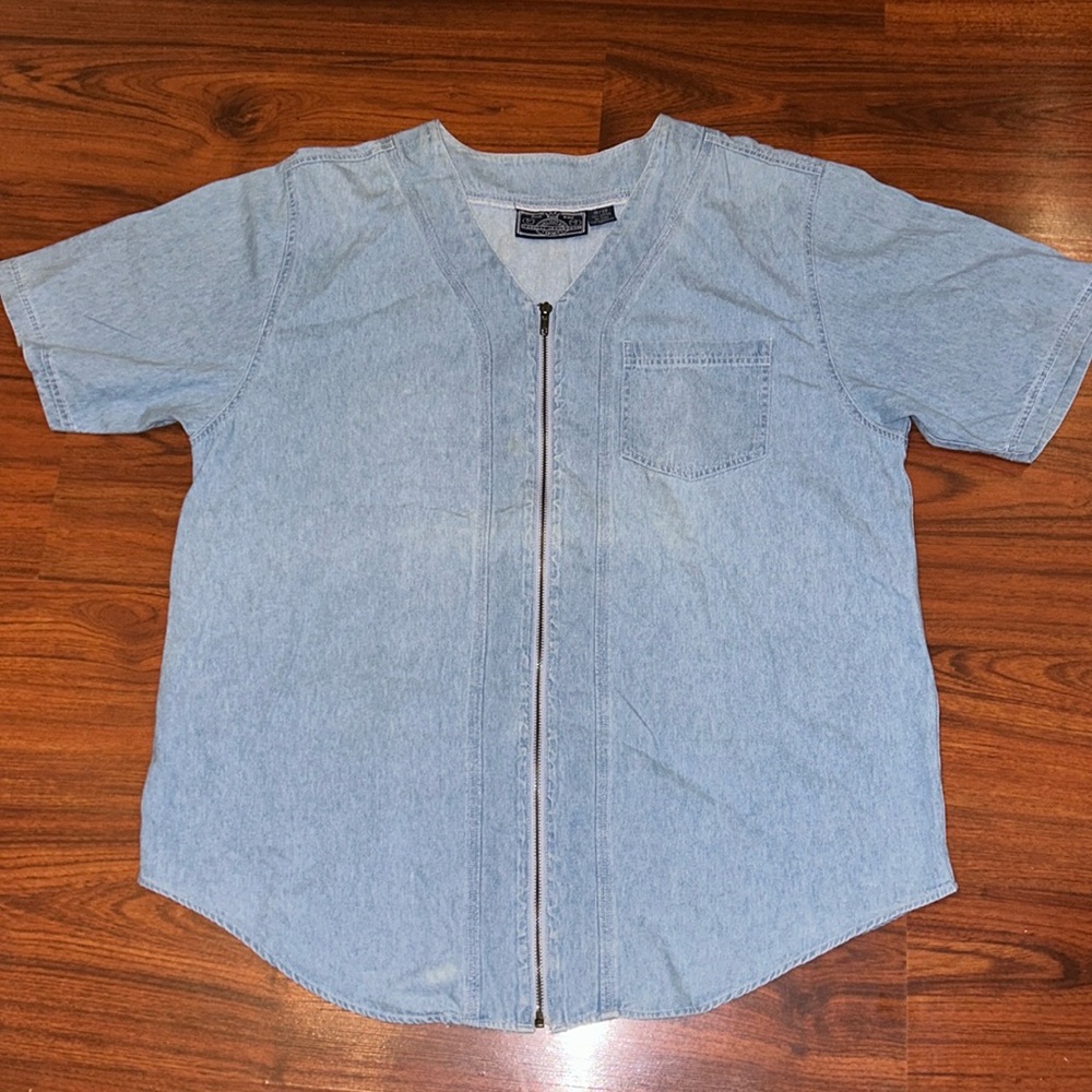 VTG Unlimited Spirit FORELLI Jeanswear Denim Zip Jersey w/Pocket Sz 18/20